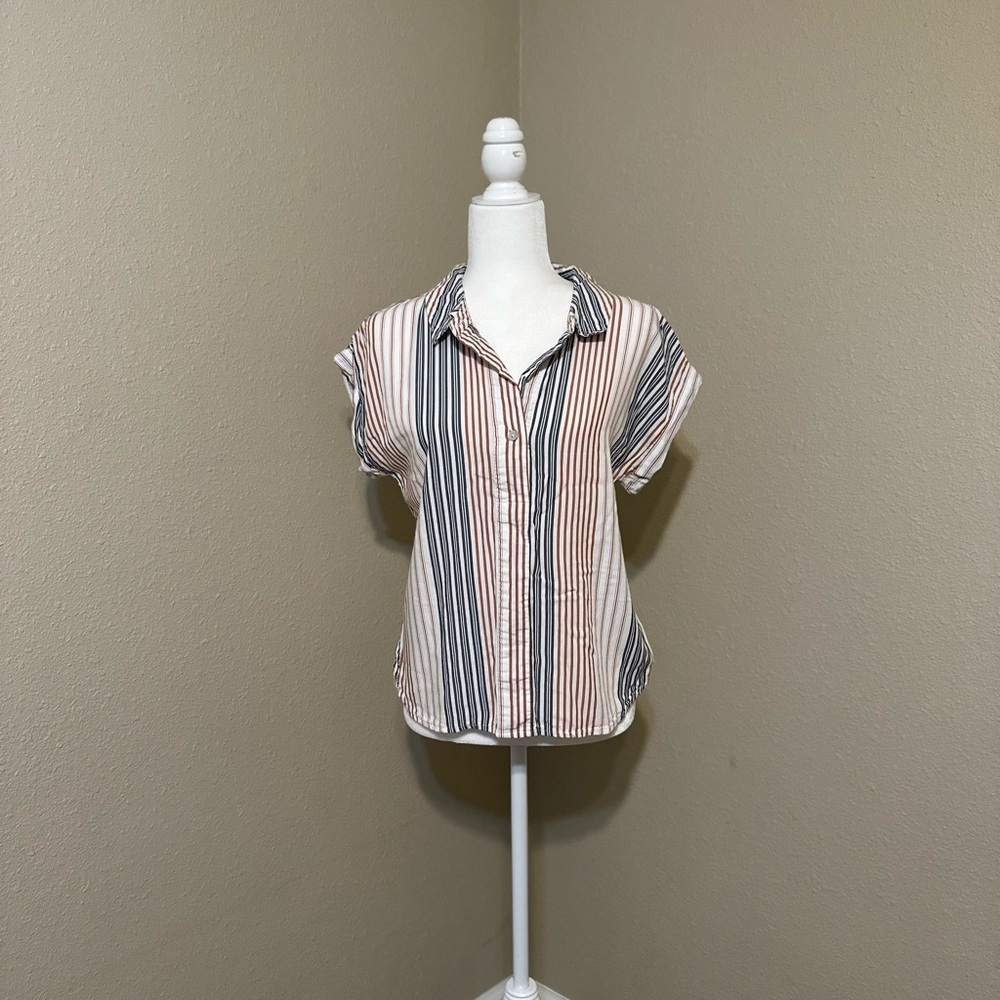 A New Day Striped Button Down Red White and Blue Size Small - Picture 4 of 6